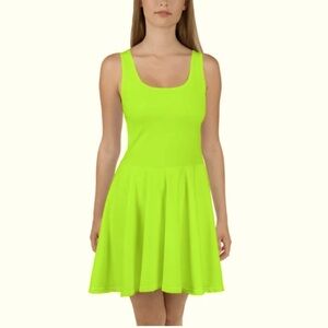 PLACE Neon Green Fit & Flare Skater Dress Size XL 14 NWT